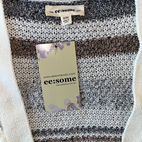 Colorblock Gray Cozy Open Front Cardigan with Front Pockets Small/Medium - Picture 4 of 14